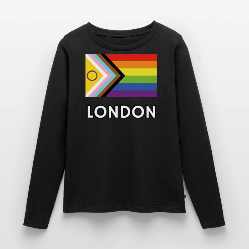 Drapeau de progrès de la fierté inclusive de Londres T-shirt manches longues Premium bio Femme