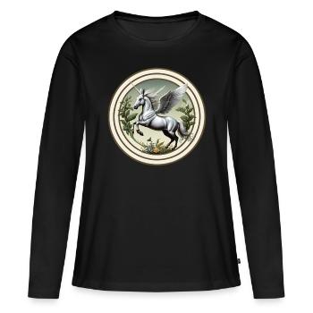 Flying horse - Women's Premium Organic Long Sleeve Shirt - black - Front - Julia (174cm)