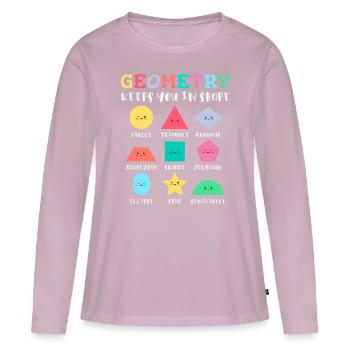 Geometrische Formen mit positiven Sprüchen - Frauen Premium Bio Langarmshirt - Altrosa - Vorne - Julia (174cm)