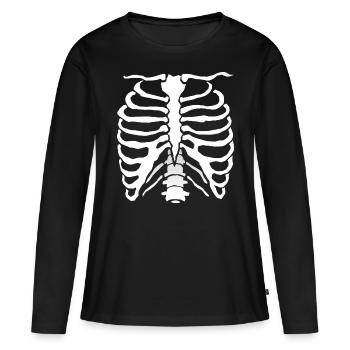 Cage thoracique en os humain - T-shirt manches longues Premium bio Femme - noir - Devant - Julia (174cm)