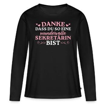 Assistentin Dankeschön Beste Sekretärin Geschenk - Frauen Premium Bio Langarmshirt - Schwarz - Vorne - Julia (174cm)