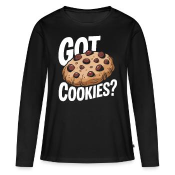 Cookies Cookie Keks Kekse Schokolade - Frauen Premium Bio Langarmshirt - Schwarz - Vorne - Julia (174cm)