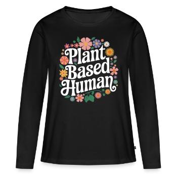 Végétarien Végétalien Végétarien Végétarien - T-shirt manches longues Premium bio Femme - noir - Devant - Julia (174cm)