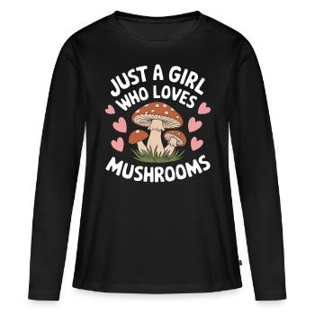 Champignons Champignons Champignon Champignon - T-shirt manches longues Premium bio Femme - noir - Devant - Julia (174cm)