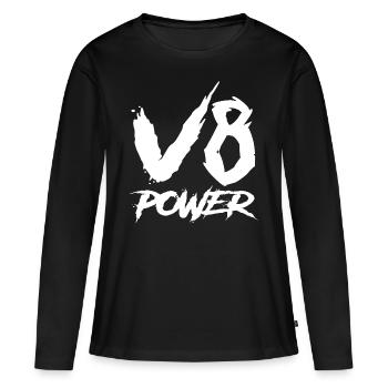 Puissance du V8 - T-shirt manches longues Premium bio Femme - noir - Devant - Julia (174cm)