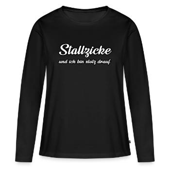 stallzicke pferd pferde reiten reiterin stall - Frauen Premium Bio Langarmshirt - Schwarz - Vorne - Julia (174cm)