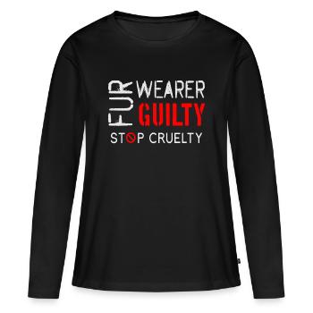 Porteurs de fourrure coupables de cruauté envers les animaux - T-shirt manches longues Premium bio Femme - noir - Devant - Julia (174cm)