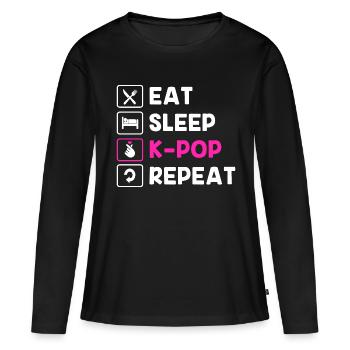 K-Pop - T-shirt manches longues Premium bio Femme - noir - Devant - Julia (174cm)