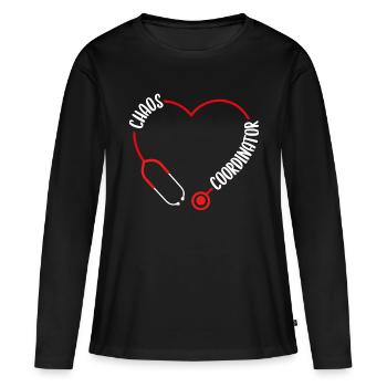 Charge Nurse Stethoscope Chaos Coordinator Nursing - Frauen Premium Bio Langarmshirt - Schwarz - Vorne - Julia (174cm)