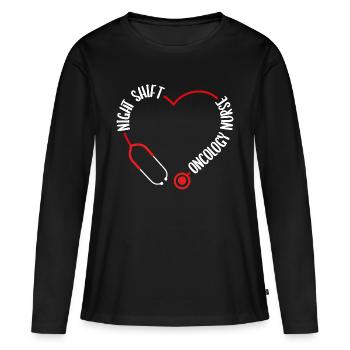 Night Shift Oncology Nurse Stethoscope Nursing - Women's Premium Organic Long Sleeve Shirt - black - Front - Julia (174cm)
