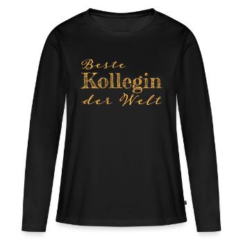 Kollegin Abschiedsgeschenk Geschenk - Frauen Premium Bio Langarmshirt - Schwarz - Vorne - Julia (174cm)
