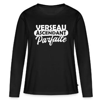 Verseau ascendant parfaite / humour verseau - T-shirt manches longues Premium bio Femme - noir - Devant - Julia (174cm)