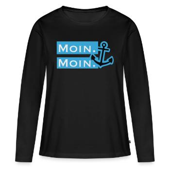 Moin Moin - Frauen Premium Bio Langarmshirt - Schwarz - Vorne - Julia (174cm)