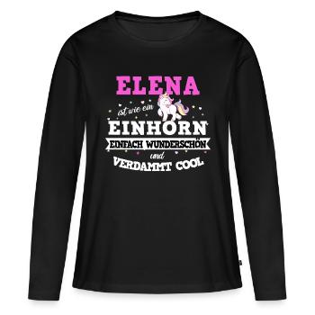 Elena Einhorn - Frauen Premium Bio Langarmshirt - Schwarz - Vorne - Julia (174cm)