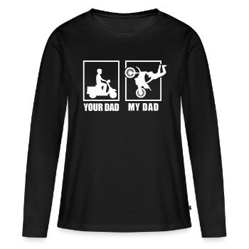 Ton père Mon père Drôle - T-shirt manches longues Premium bio Femme - noir - Devant - Julia (174cm)
