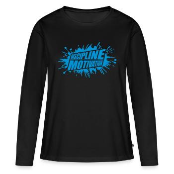 Citation de discipline sur la motivation - T-shirt manches longues Premium bio Femme - noir - Devant - Julia (174cm)