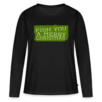 Couples drôles dictons Happy Fun Dork Angler - T-shirt manches longues Premium bio Femme - noir - Devant - Julia (174cm)
