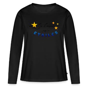 Ich liebe ihn - Frauen Premium Bio Langarmshirt - Schwarz - Vorne - Julia (174cm)