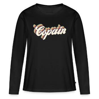 copain vintage - T-shirt manches longues Premium bio Femme - noir - Devant - Julia (174cm)