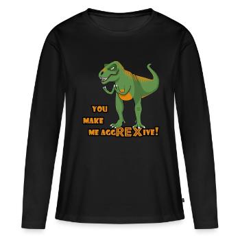 Annoyed T-Rex Funny Dinosaur est aggREXive Français - T-shirt manches longues Premium bio Femme - noir - Devant - Julia (174cm)