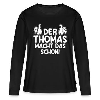 Thomas - Frauen Premium Bio Langarmshirt - Schwarz - Vorne - Julia (174cm)