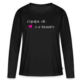 Équipe de la mariée - T-shirt manches longues Premium bio Femme - noir - Devant - Julia (174cm)