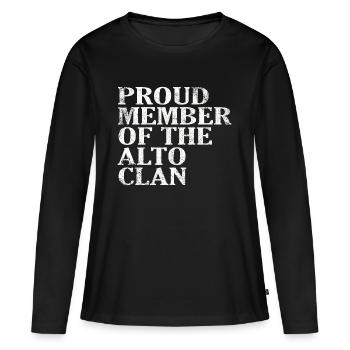 Fier membre du Crue du Clan Alto - T-shirt manches longues Premium bio Femme - noir - Devant - Julia (174cm)