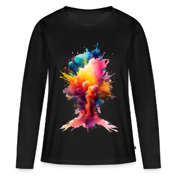 Color needs no words - Farbe braucht keine Worte - Frauen Premium Bio Langarmshirt - Schwarz - Vorne - Julia (174cm)