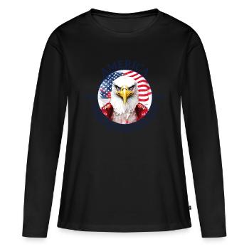Un aigle - Jour de l’indépendance des Américains - T-shirt manches longues Premium bio Femme - noir - Devant - Julia (174cm)