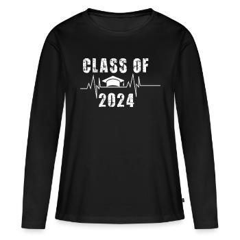 Classe de 2024 Heartbeat - T-shirt manches longues Premium bio Femme - noir - Devant - Julia (174cm)