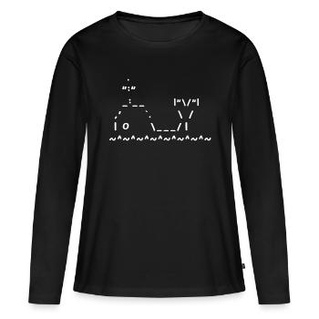 Baleine douce ASCII - T-shirt manches longues Premium bio Femme - noir - Devant - Julia (174cm)