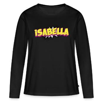 Isabella Nom personnalisé Style bande dessinée Pop Art, - T-shirt manches longues Premium bio Femme - noir - Devant - Julia (174cm)