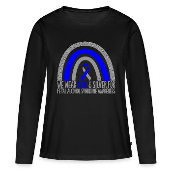 Coor Rainbow Art Nous portons du bleu et de l’argent pour le fœtus - T-shirt manches longues Premium bio Femme - noir - Devant - Julia (174cm)