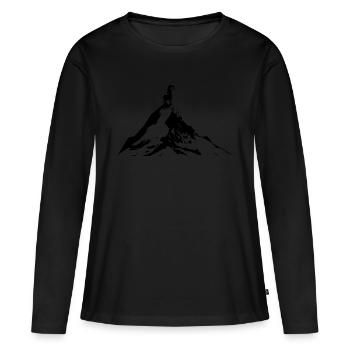 Goat - Mountain - (6) - Women's Premium Organic Long Sleeve Shirt - black - Front - Julia (174cm)