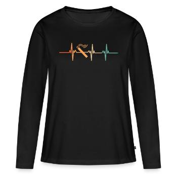 Herzschlag Zigarette - Frauen Premium Bio Langarmshirt - Schwarz - Vorne - Julia (174cm)
