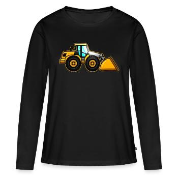 Chargeuse sur pneus jaune - T-shirt manches longues Premium bio Femme - noir - Devant - Julia (174cm)