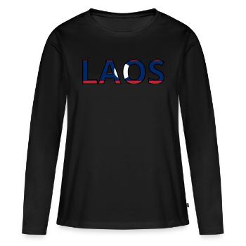 Drapeau Laos - T-shirt manches longues Premium bio Femme - noir - Devant - Julia (174cm)