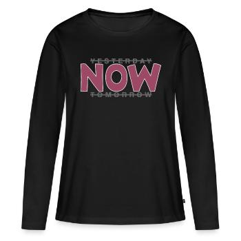 Vivre maintenant - vivre dans l’ici et maintenant - T-shirt manches longues Premium bio Femme - noir - Devant - Julia (174cm)