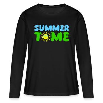 Heure d'été - T-shirt manches longues Premium bio Femme - noir - Devant - Julia (174cm)
