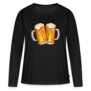 Chopes à bière Chopes à bière Verres à bière Bière Boire de l’alcool - T-shirt manches longues Premium bio Femme - noir - Devant - Julia (174cm)