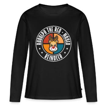 Rudolph - Frauen Premium Bio Langarmshirt - Schwarz - Vorne - Julia (174cm)