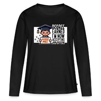 J’ACCEPTE MAINTENANT LES OFFRES D’EMPLOI - T-shirt manches longues Premium bio Femme - noir - Devant - Julia (174cm)