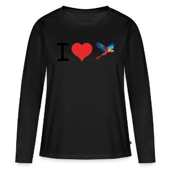 J’aime la citation d’oiseau perroquet - Pet Design - T-shirt manches longues Premium bio Femme - noir - Devant - Julia (174cm)