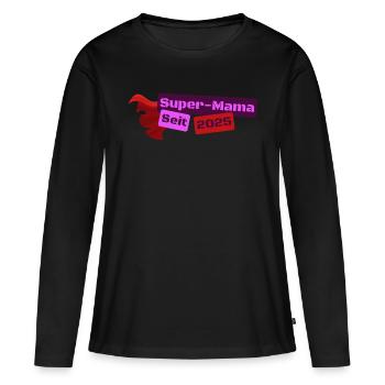 Super mom heroine since 2025 - Women's Premium Organic Long Sleeve Shirt - black - Front - Julia (174cm)