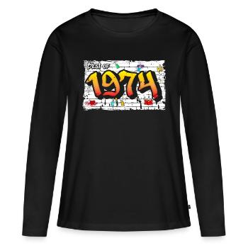 Street Legend 1974 Graffiti – 51 ans d’audace - T-shirt manches longues Premium bio Femme - noir - Devant - Julia (174cm)