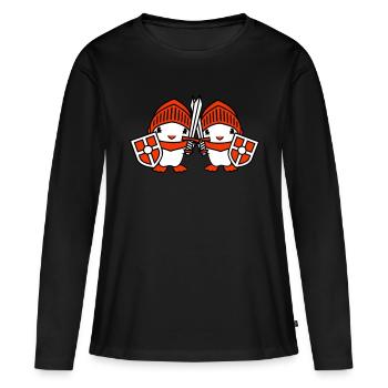 2 Ducks Knight Armor Épée Bouclier Casque Combattant - T-shirt manches longues Premium bio Femme - noir - Devant - Julia (174cm)