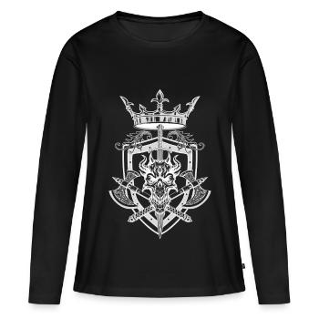 Majestueux Emblème de la Couronne du Dragon - T-shirt manches longues Premium bio Femme - noir - Devant - Julia (174cm)