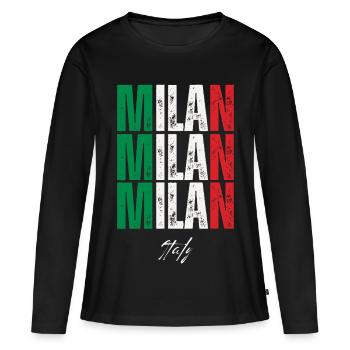 Milan Italy, souvenir of Milan - Women's Premium Organic Long Sleeve Shirt - black - Front - Julia (174cm)
