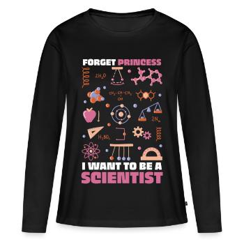Ich will Wissenschaftler sein – bunte Doodles - Frauen Premium Bio Langarmshirt - Schwarz - Vorne - Julia (174cm)