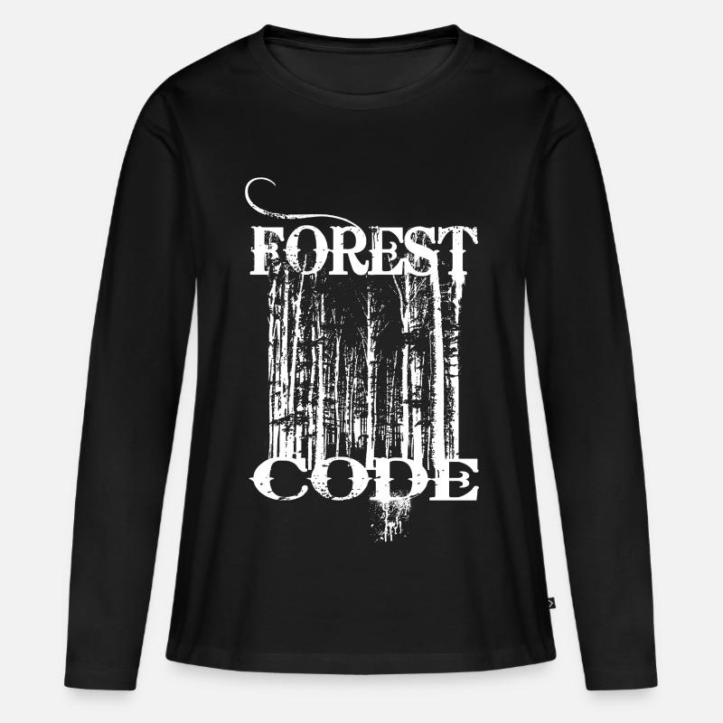 Forest Code - Frauen Premium Bio Langarmshirt - Schwarz